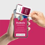 Carte de visite NFC Blanc, Bordeaux et Rose